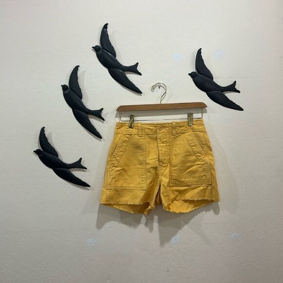 Gap Yellow Utility Short Pockets Frayed hem - Size 0 Petite - Picture 1 of 6